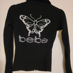 Bebe Black Butterfly Bling Hoodie size Medium